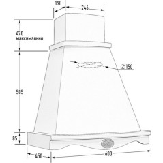 Вытяжка МАРГАРИТА С ДЕКОРОМ 600 мощ 900 БУК/БЕЛЫЙ МУАР EMA ITALY