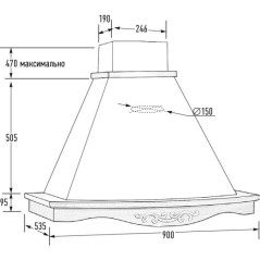 Вытяжка МЕЛИСА 90 мощ 900м3 БУК/БЕЛЫЙ МУАР EMA ITALY