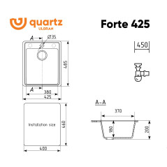 Мойка ULGRAN Quartz Forte 425-07 уголь