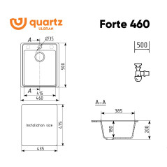 Мойка ULGRAN Quartz Forte 460-10 песок