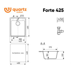 Мойка ULGRAN Quartz Forte 425-10 песок