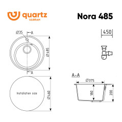 Мойка ULGRAN Quartz Nora 485-10 песок