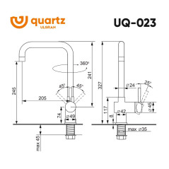 Cмеситель ULGRAN Quartz UQ-023-07 Уголь
