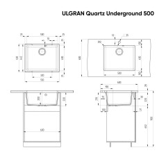 Мойка ULGRAN Quartz Undergraund 500-04 платина
