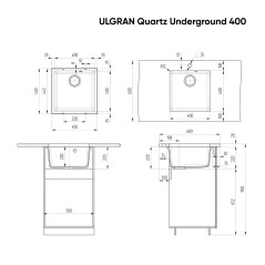 Мойка ULGRAN Quartz Undergraund 400-10 песок