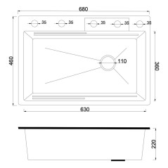 ARONA Кухонная мойка ARS 680.460 SET 2 SATIN