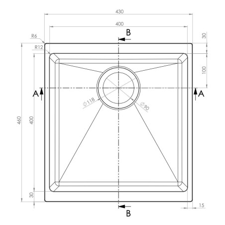 кухонная мойка TopZero Marina Graphite (430x460-55)
