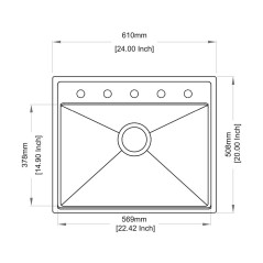 Кухонная мойка TopZero Diana Graphite (610x510-55)