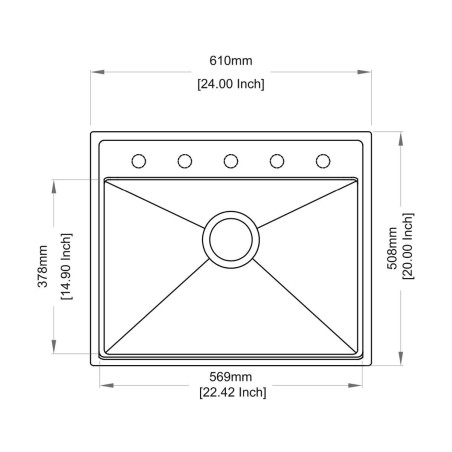 Кухонная мойка TopZero Diana Graphite (610x510-55)
