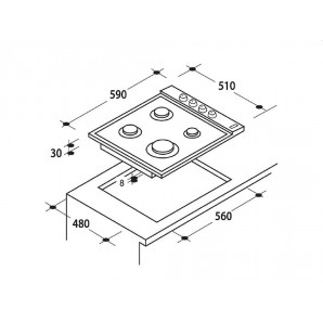 CANDY варочная поверхность газовая CLG 64 PB