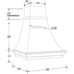Вытяжка БЬЯНКА 600 ПСВ мощ900 БУК/БЕЛЫЙ МУАР EMA ITALY