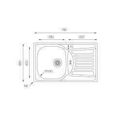 Кухонная мойка TopZero (wellinox) COP 780.480 GW8K