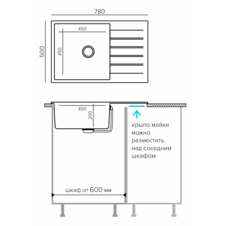 TOLERO GELCOAT Costa-780 мойка, цвет  Серый