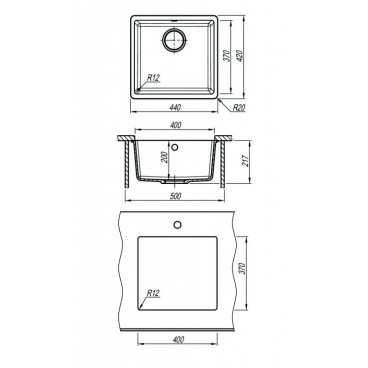 Флорентина ВЕГА 400 цвет ЧЕРНЫЙ Мойка кухонная