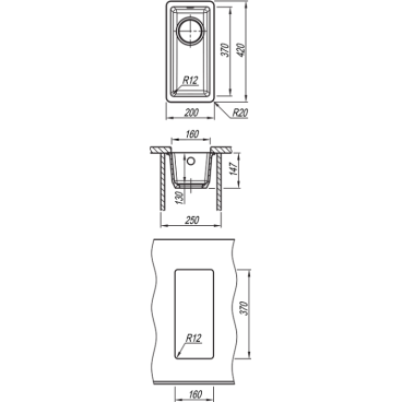 Флорентина ВЕГА 160 цвет ЖАСМИН Мойка кухонная