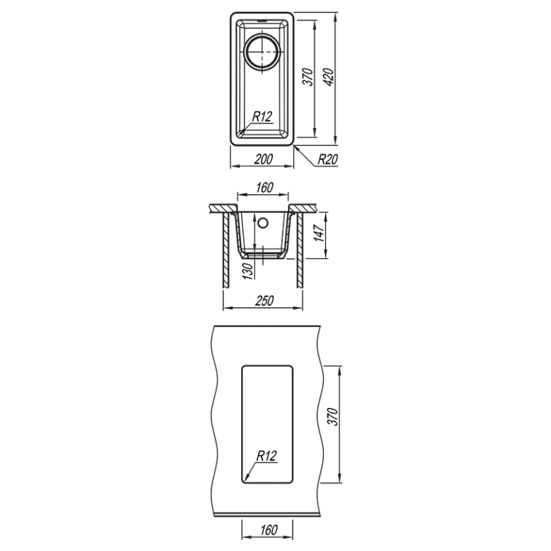 Флорентина ВЕГА 160 цвет БЕЖЕВЫЙ Мойка кухонная