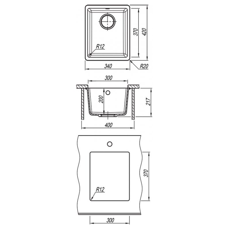 Флорентина ВЕГА 300 цвет ГРЕЙ Мойка кухонная