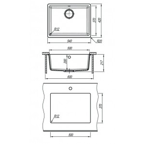Флорентина ВЕГА 500 цвет БЕЖЕВЫЙ Мойка кухонная