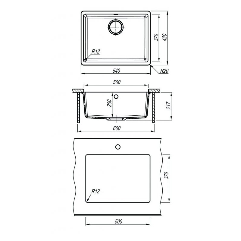 Флорентина ВЕГА 500 цвет ГРЕЙ Мойка кухонная