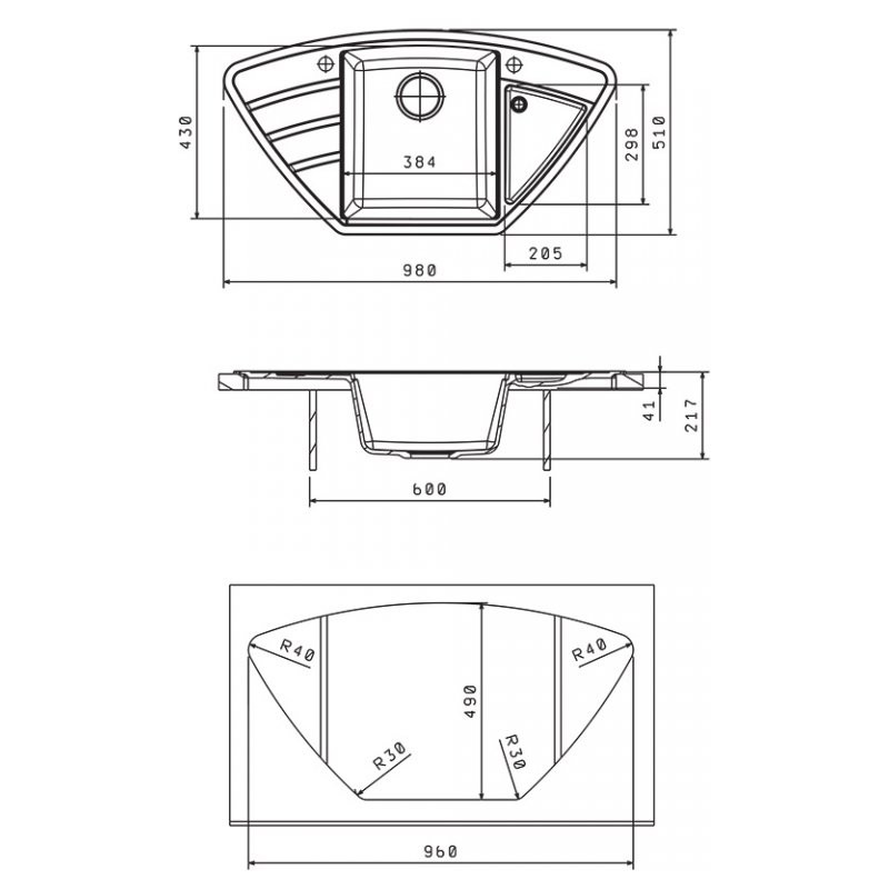 Флорентина ЛИПСИ 980 цвет ЧЕРНЫЙ Мойка кухонная Флорентина ЛИПСИ 980 цвет ЧЕРНЫЙ Мойка кухонная