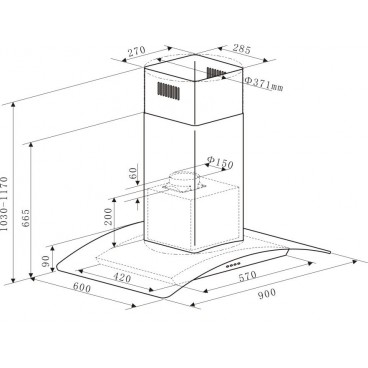 LEX PARIS ISOLA 900 INOX вытяжка