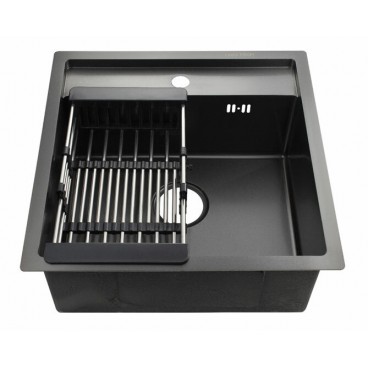 мойка кухонная FABIA PROFI 500x500 ГРАФИТ +корзина, нерж.сталь