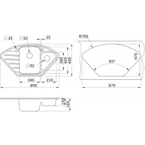 Мойка Granula GR-9101, 890х490мм.