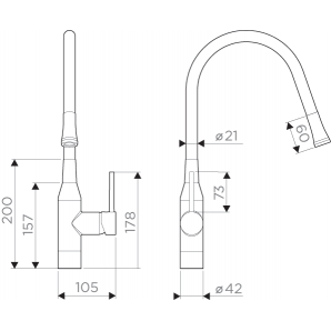 Смеситель Omoikiri Yatomi BN-GR гибкий излив