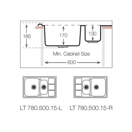 Кухонная мойка TopZero (prime) LTP 780.500.15.GT8K