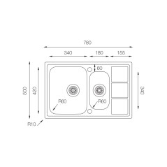 Кухонная мойка TopZero (prime) LTP 780.500.15.GT8K