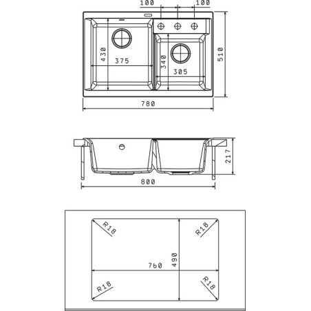 КАССИ 780 мойка цвет мокко FS,
