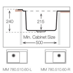 Кухонная мойка TopZero (prime) MM 780.510.60.GT10K L