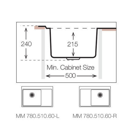 Кухонная мойка TopZero (prime) MM 780.510.60.GT10K L