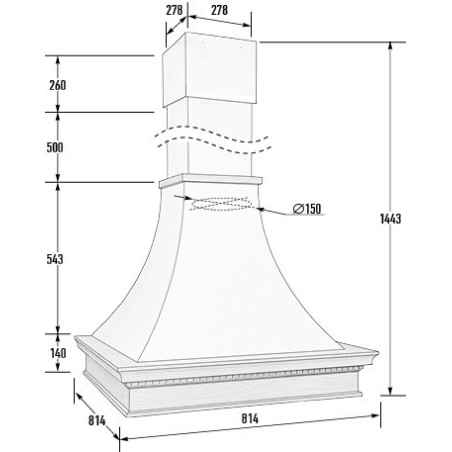 (Изготавливается 30 раб дней) Вытяжка ЭСТЕР ОСТРОВНАЯ мощ.900 ДУБ/БЕЛЫЙ МУАР EMA ITALY