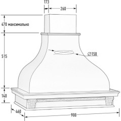Вытяжка ЛЮЧИЯ 90 ППУ мощ 900м3 БУК/белый муар EMA ITALY