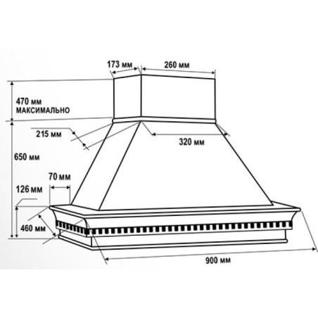 Вытяжка РУДЖЕРИ 900 мощ900м3  ДУБ/БЕЛЫЙ МУАР EMA ITALY