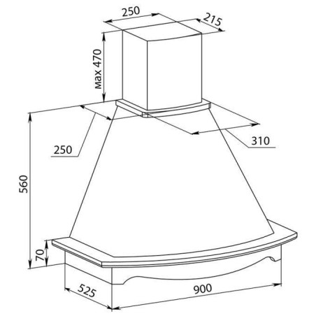 Вытяжка МАРГАРИТА 900 БУК/СЛОНОВАЯ КОСТЬ мощ.900 EMA ITALY