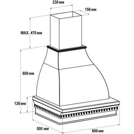 Вытяжка Нике 600 ППУ мощ. 900 бук/белый муар EMA ITALY